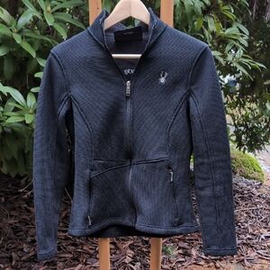 Spyder Black Full-Zip Mock Neck Core Sweater Jacket w/ Pockets